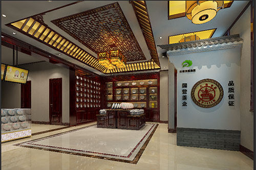 南浔古朴典雅的中式茶叶店大堂设计效果图